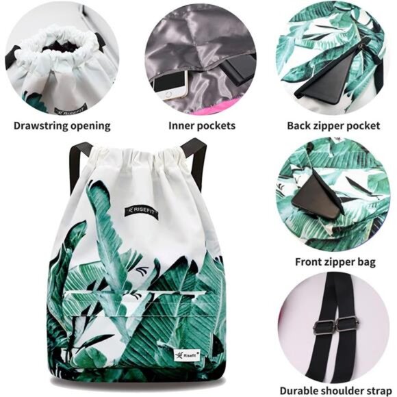 Waterproof Drawstring Bag, Gym Bag Sackpack Sports Beach Backpack for Men Women main image 4